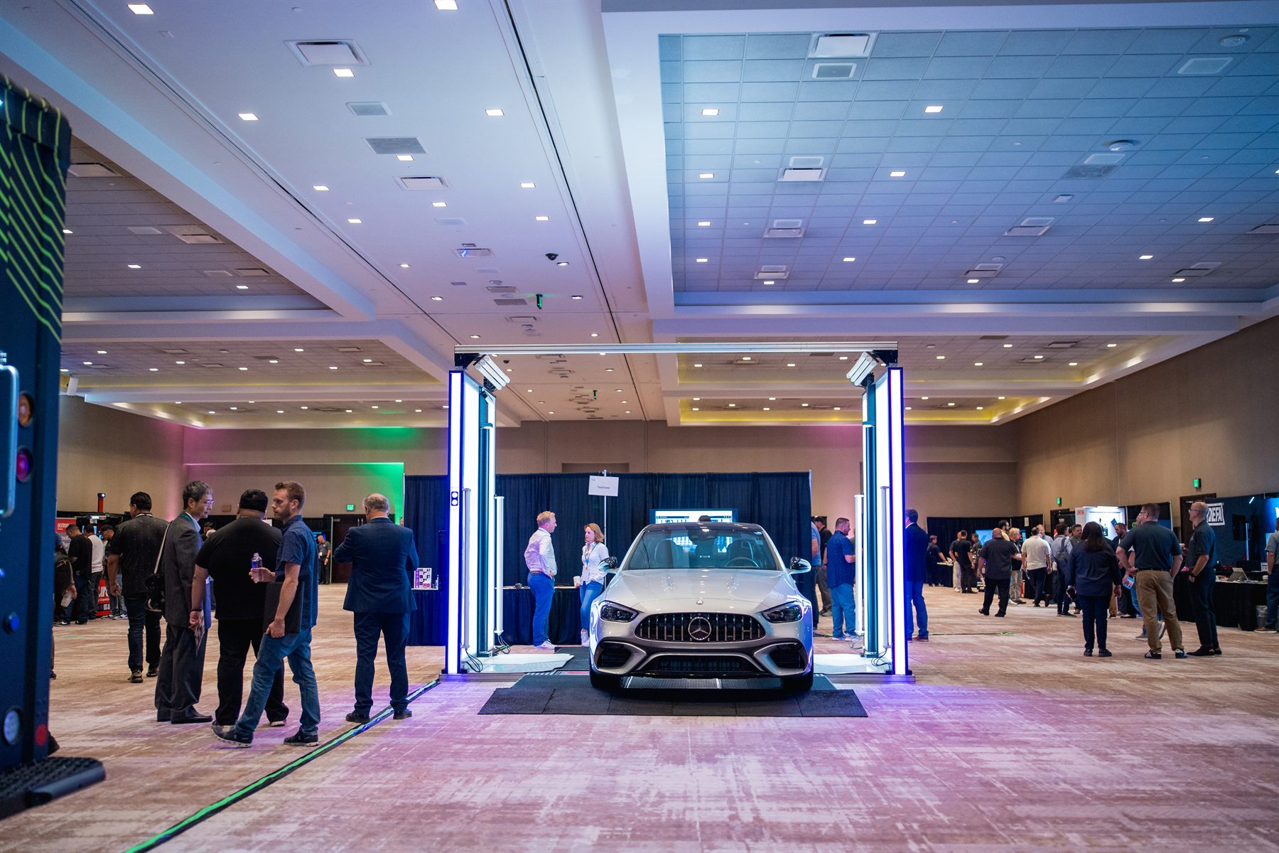 The scanning gate on the marketplace floor surrounded by attendees