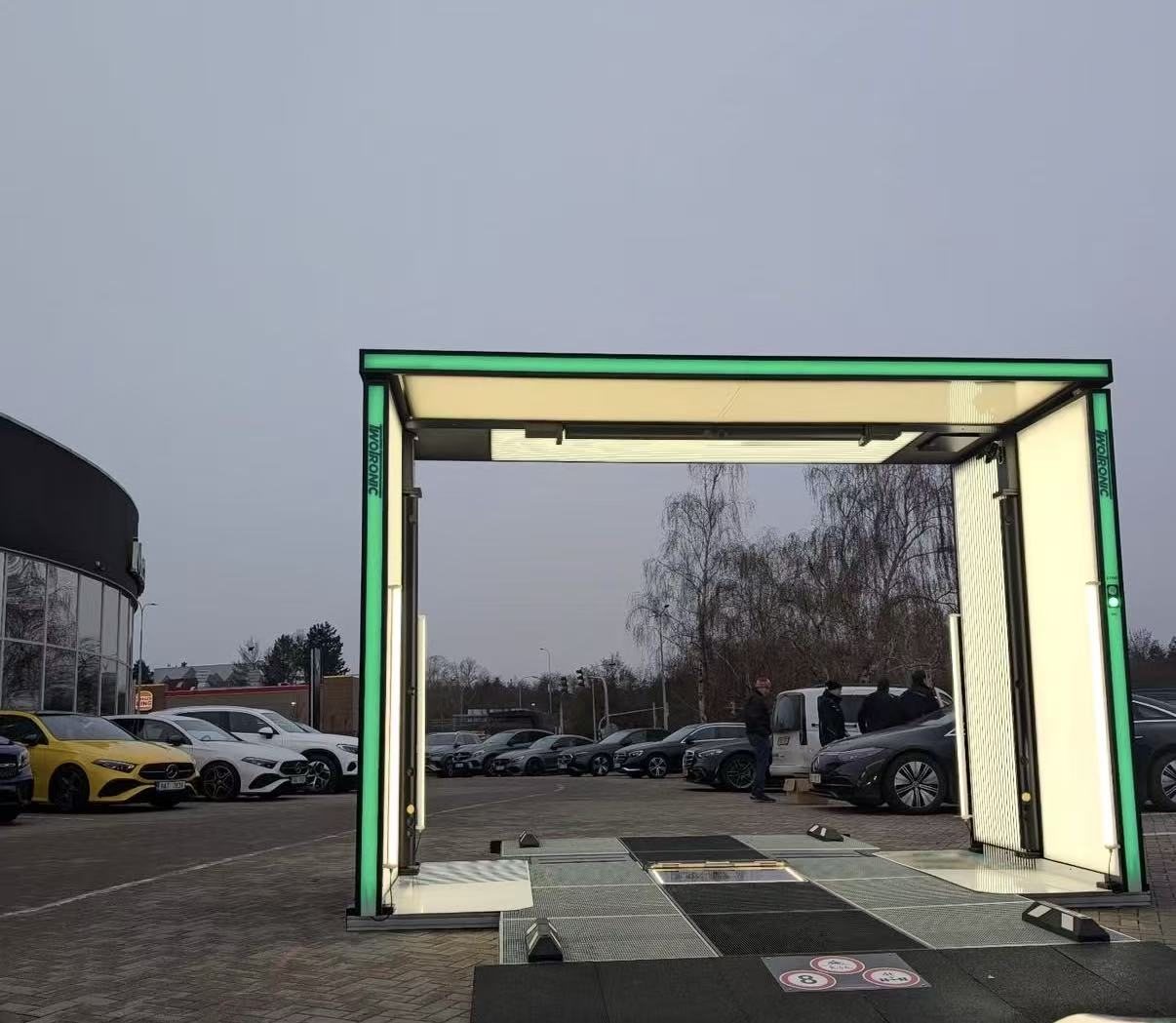 TwoTronic Quick-Check scanner installed outdoors on a dealership forecourt