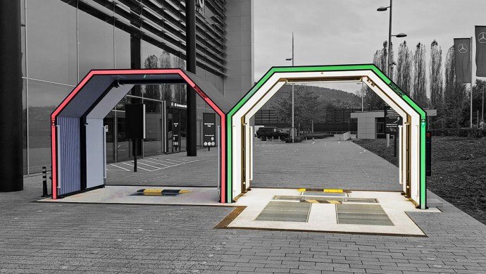 Two scanner gates at an OEM brand museum in Stuttgart